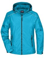 James&Nicholson Regenjacke mit Kapuze und Reflexen für Damen, Black/Silver (Solid) S, JN1117 – Turquoise/Iron Grey