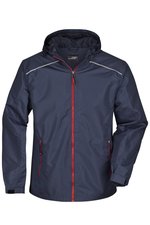 James&Nicholson Regenjacke mit verstellbarer Kapuze für Herren, Black/Silver (Solid) S, JN1118 – Bild 3