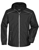 James&Nicholson Regenjacke mit verstellbarer Kapuze für Herren, Black/Silver (Solid) S, JN1118 – Bild 2