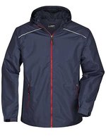 James&Nicholson Regenjacke mit verstellbarer Kapuze für Herren, Black/Silver (Solid) S, JN1118 – Navy/Red