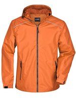 James&Nicholson Regenjacke mit verstellbarer Kapuze für Herren, Black/Silver (Solid) S, JN1118 – Orange/Carbon