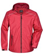 James&Nicholson Regenjacke mit verstellbarer Kapuze für Herren, Black/Silver (Solid) S, JN1118 – Red/Black