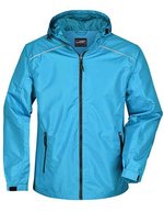 James&Nicholson Regenjacke mit verstellbarer Kapuze für Herren, Black/Silver (Solid) S, JN1118 – Turquoise/Iron Grey