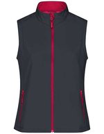James&Nicholson Softshell Weste mit Microfleece für Damen, Black/Black S, JN1127 – Fer Gris/Rouge