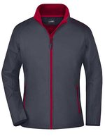 James&Nicholson Softshell Jacke mit Microfleece für Damen, Black/Black S, JN1129 – Iron Grey/Red