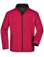James&Nicholson Softshell-Jacke mit Fleece-Futter für Herren, Black/Black S, JN1130 – Red/Black