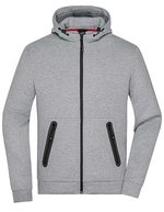 James&Nicholson Hooded Jacket mit Kängurutasche und Elastan, Dark Melange S, JN1144 – Light Melange
