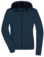 James&Nicholson Softshelljacke mit Kapuze für Damen, Black/Black XS, JN1145 – Navy/Navy