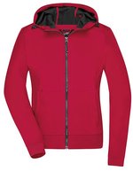 James&Nicholson Softshelljacke mit Kapuze für Damen, Black/Black XS, JN1145 – Red/Black