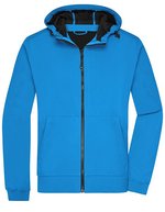 James&Nicholson Softshelljacke mit Kapuze, Slim-fit für Herren, Black/Black S, JN1146 – Blue/Black