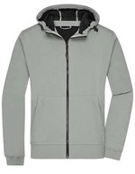 James&Nicholson Softshelljacke mit Kapuze, Slim-fit für Herren, Black/Black S, JN1146 – Light Grey/Black