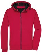 James&Nicholson Softshelljacke mit Kapuze, Slim-fit für Herren, Black/Black S, JN1146 – Red/Black