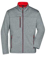 James&Nicholson Softshelljacke mit Fleece-Innenseite für Herren, Dark Melange/Black S, JN1148 – Dark Melange/Red