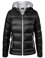 James&Nicholson Daunenjacke mit Kapuze und Reißverschluss für Damen, Black/Silver (Solid) XS, JN1151 – Bild 1