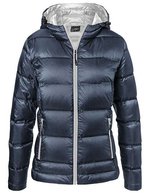 James&Nicholson Daunenjacke mit Kapuze und Reißverschluss für Damen, Black/Silver (Solid) XS, JN1151 – Navy/Silver (Solid)