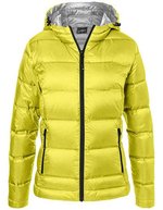 James&Nicholson Daunenjacke mit Kapuze und Reißverschluss für Damen, Black/Silver (Solid) XS, JN1151 – Yellow/Silver (Solid)