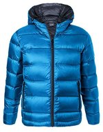 James&Nicholson Daunenjacke mit Kapuze und Steppung für Herren, Black/Silver (Solid) S, JN1152 – Blue/Navy