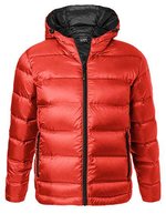 James&Nicholson Daunenjacke mit Kapuze und Steppung für Herren, Black/Silver (Solid) S, JN1152 – Flame/Black