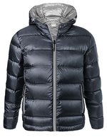 James&Nicholson Daunenjacke mit Kapuze und Steppung für Herren, Black/Silver (Solid) S, JN1152 – Navy/Silver (Solid)