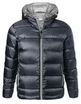 James&Nicholson Daunenjacke mit Kapuze und Steppung für Herren, Navy/Silver (Solid) L, JN1152 – Bild 2