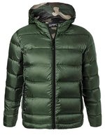 James&Nicholson Daunenjacke mit Kapuze und Steppung für Herren, Black/Silver (Solid) S, JN1152 – Olive/Camouflage