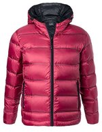 James&Nicholson Daunenjacke mit Kapuze und Steppung für Herren, Black/Silver (Solid) S, JN1152 – Red/Black