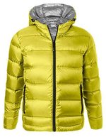James&Nicholson Daunenjacke mit Kapuze und Steppung für Herren, Black/Silver (Solid) S, JN1152 – Yellow/Silver (Solid)