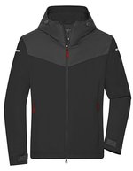 James&Nicholson Allwetterjacke aus recyceltem Polyester für Herren, Black S, JN1180 – Black/Carbon/Light Red