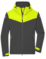 James&Nicholson Allwetterjacke aus recyceltem Polyester für Herren, Black S, JN1180 – Carbon/Bright Yellow/Carbon