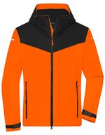 James&Nicholson Allwetterjacke aus recyceltem Polyester für Herren, Black S, JN1180 – Neon Orange/Black
