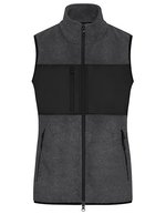 James&Nicholson Fleeceweste mit 5 Taschen für Damen, Black/Black XS, JN1309 – Scuro Melange/Nero