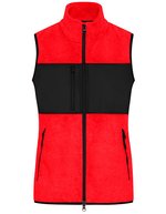 James&Nicholson Fleeceweste mit 5 Taschen für Damen, Black/Black XS, JN1309 – Rosso/Nero