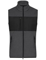 James&Nicholson Fleece Weste mit Taschen für Herren, Black/Black S, JN1310 – Dark Melange/Black