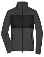 James&Nicholson Fleecejacke mit Brusttasche für Damen, Black/Black XS, JN1311 – Dark Melange/Black