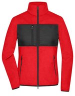 James&Nicholson Fleecejacke mit Brusttasche für Damen, Black/Black XS, JN1311 – Red/Black
