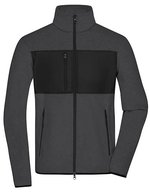 James&Nicholson Fleecejacke mit Brusttasche für Herren, Black/Black S, JN1312 – Scuro Melange/Nero