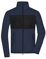 James&Nicholson Fleecejacke mit Brusttasche für Herren, Black/Black S, JN1312 – Blu navy/Nero