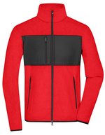 James&Nicholson Fleecejacke mit Brusttasche für Herren, Black/Black S, JN1312 – Rosso/Nero