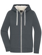 James&Nicholson Doubleface Jacke mit Sherpa-Futter für Damen, Black/Nature XS, JN1319 – Graphite/Nature