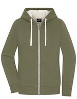 James&Nicholson Doubleface Jacke mit Sherpa-Futter für Damen, Black/Nature XS, JN1319 – Olive/Nature