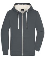 James&Nicholson Doubleface Jacke mit Kapuze für Herren, Black/Nature S, JN1320 – Graphite/Nature