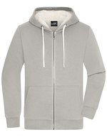 James&Nicholson Doubleface Jacke mit Kapuze für Herren, Black/Nature S, JN1320 – Light Melange/Nature