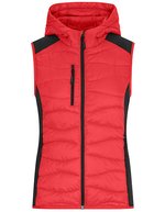 James&Nicholson Hybrid Weste mit Wattierung für Damen, Black/Black S, JN1327 – Red/Black