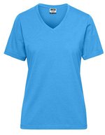 James&Nicholson Bio Workwear T-Shirt mit V-Ausschnitt – Aqua