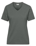 James&Nicholson Bio Workwear T-Shirt mit V-Ausschnitt, Grey Heather M, JN1807 – Grigio scuro (Unito)