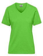 James&Nicholson Bio Workwear T-Shirt mit V-Ausschnitt, Grey Heather M, JN1807 – Verde lime