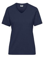 James&Nicholson Bio Workwear T-Shirt mit V-Ausschnitt, Grey Heather M, JN1807 – Blu navy