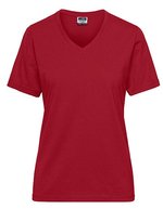 James&Nicholson Bio Workwear T-Shirt mit V-Ausschnitt, Grey Heather M, JN1807 – Rosso