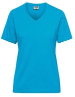 James&Nicholson Bio Workwear T-Shirt mit V-Ausschnitt, Grey Heather M, JN1807 – Turchese