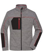James&Nicholson Strick-Fleecejacke mit Reißverschlusstaschen für Damen, Black Melange/Black XS, JN1817 – Carbon Melange/Black/Red